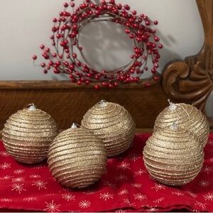 5 ⭐️ NEW ⭐️ Glittery ✨ Gold Ball Ornaments by The Royal Standard